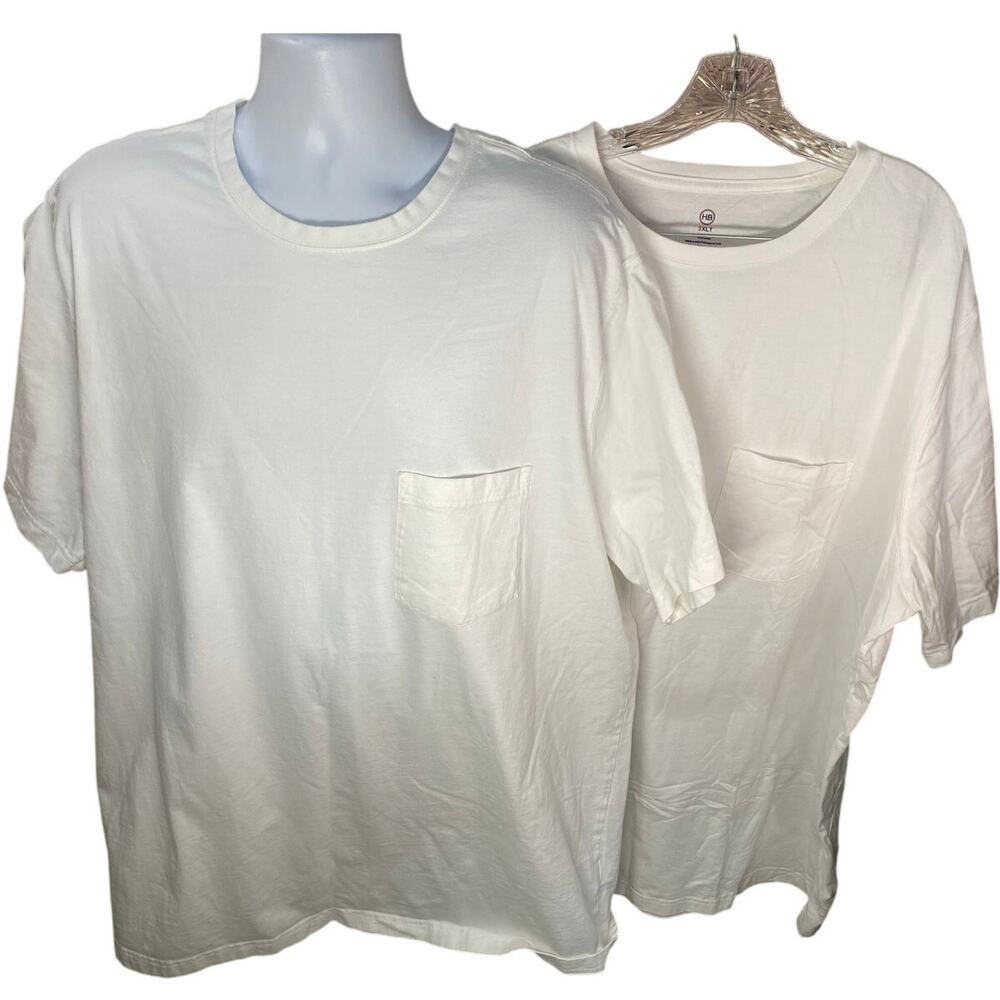Lot of 2 Harbor Bay Men’s Cotton Crewneck T-Shirts Size 3XLT White Short Sleeve
